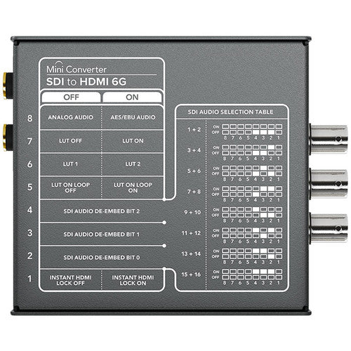 sdi to hdmi sdi audio selection table