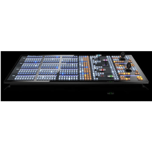 top view black lit up sound and lighting board