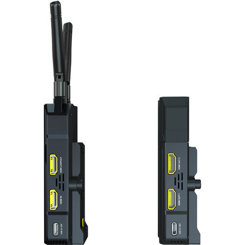 Hollyland COSMO C1 SDI/HDMI Wireless Video Transmission System, best used for wireless video, side dual view of the product.