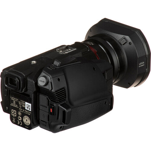 Rear view of the Panasonic HC-X2000 4K camcorder, showing ports ideal for multi-camera live broadcasts and product shoots.