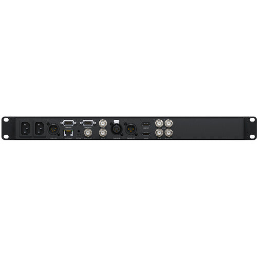 Blackmagic Design HyperDeck Studio 4K Pro, best used for 4k video production, rear view of the product.
