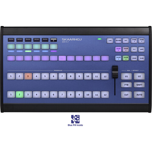 blue pill inside colourful console large 3