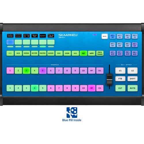 blue pill inside colourful console large 2