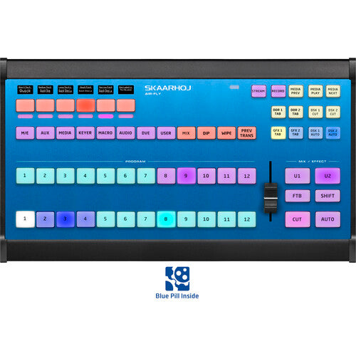 blue pill inside colourful console large