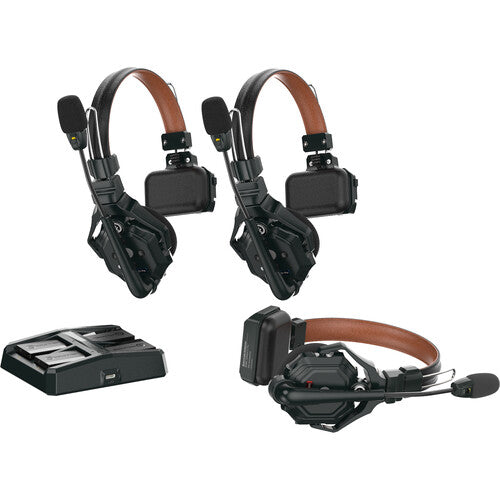 Hollyland Solidcom C1 Pro-3S Full- 3 Headsets, best used for live events, side view.