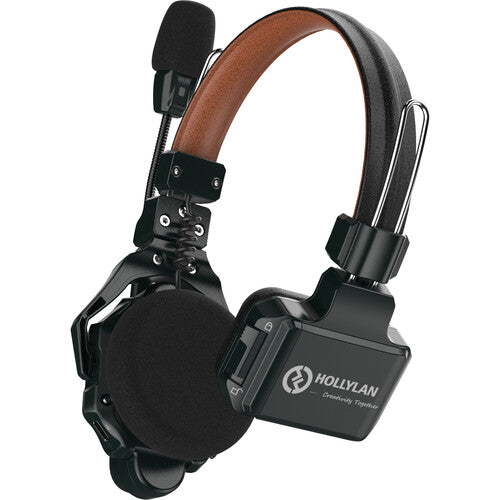 padded black and brown headset