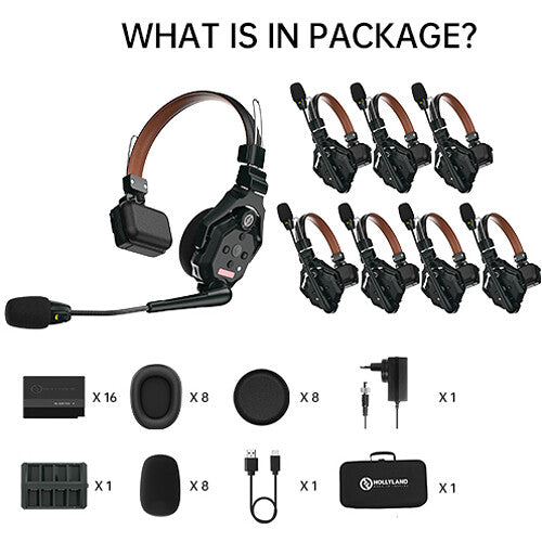 large headset and microphone lineup and parts