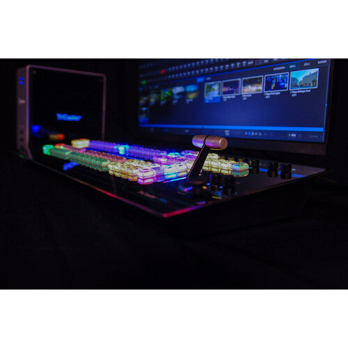 colourful lit up black soundboard