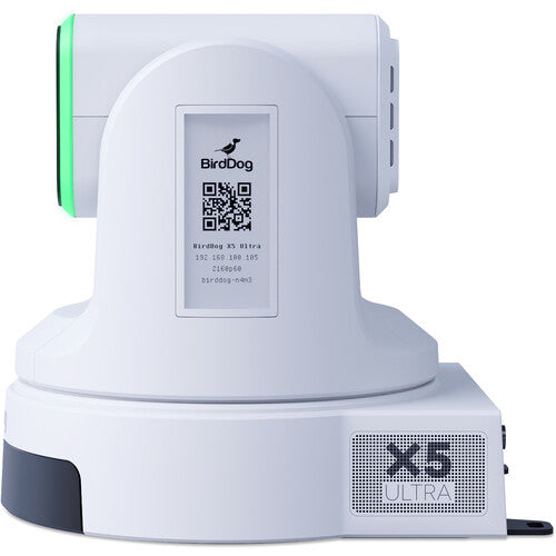 sleek white camera with pan and tilt features