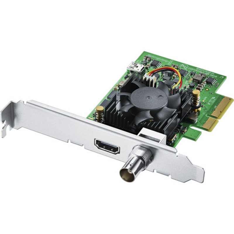 Blackmagic Design Decklink Mini Monitor HD, best used for HDMI and SDI video recording, angled top view of the product.