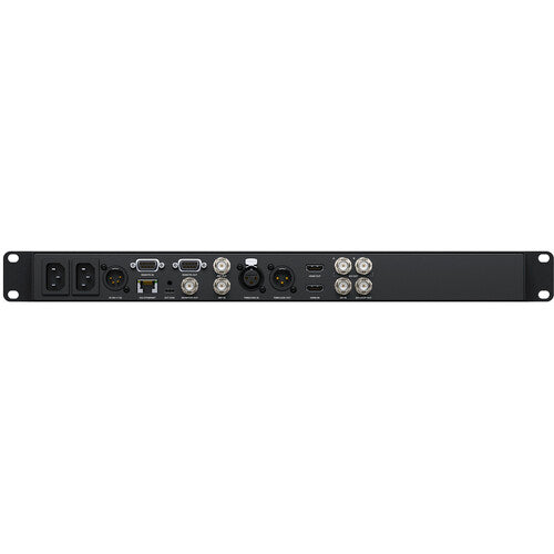 Blackmagic Design HyperDeck Studio 4K Pro, best used for 4k video production, rear view of the product.