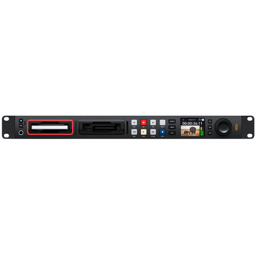 Blackmagic Design HyperDeck Studio HD Pro, best used for large-scale video production, front view of the product.