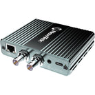 NewTek NDI Spark IO SDI Converter, best used for video over IP,  front view of the product with exposed metal.