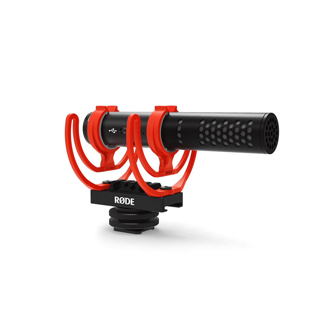 Rode VideoMic GO II Lightweight Directional Microphone, best used for compact audio capture, side view of the product.